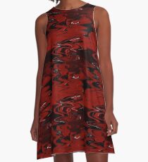 Red, White, and Black Marble A-Line Dress