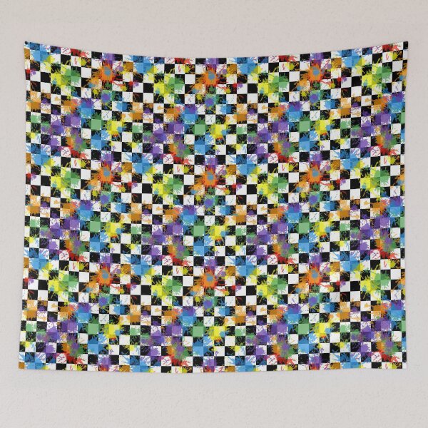 Item preview, Splatter Paint Checkered Pattern designed and sold by RoserinArt.