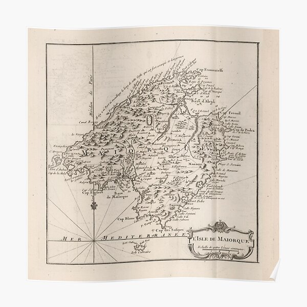 Vintage Mallorca Spanien Karte (1764) Poster