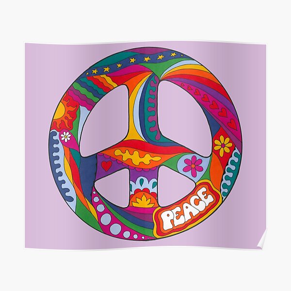 Psychedelic Peace Symbol Poster