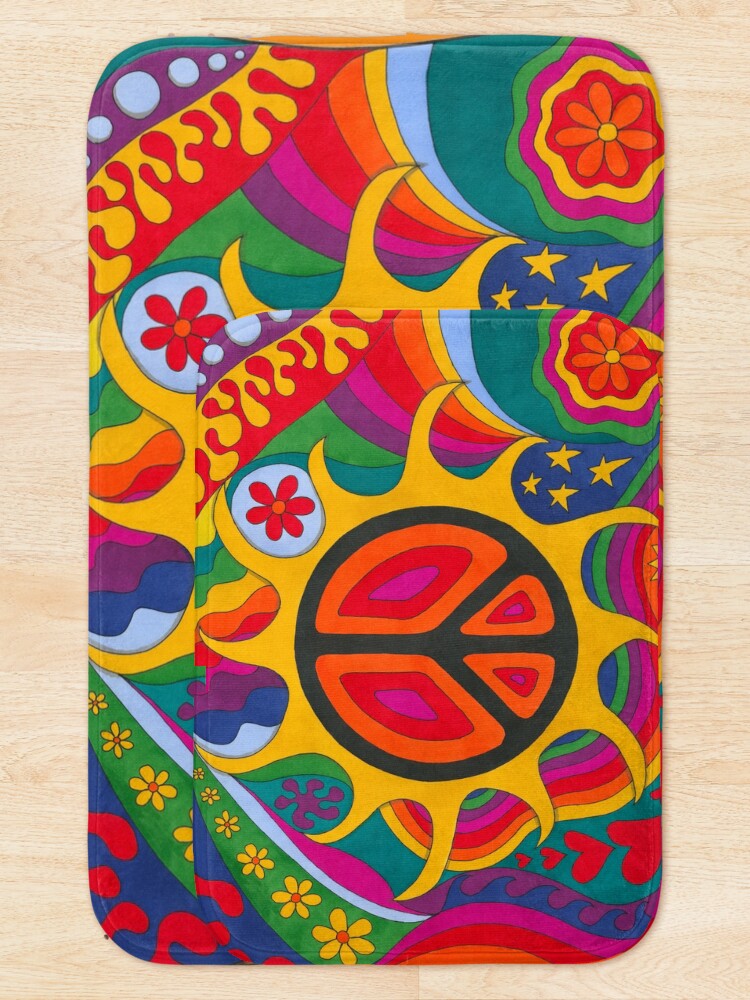 Alternate view of Psychedelic Flaming Peace Bath Mat