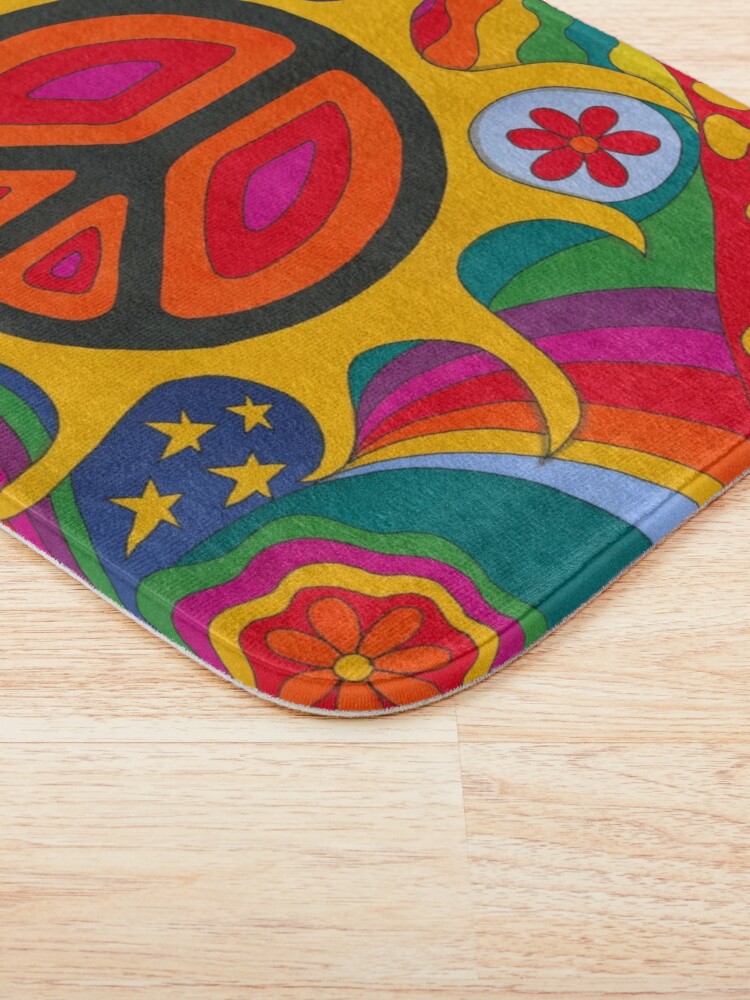 Alternate view of Psychedelic Flaming Peace Bath Mat
