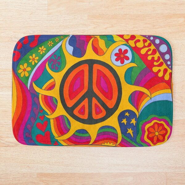 Psychedelic Flaming Peace Bath Mat