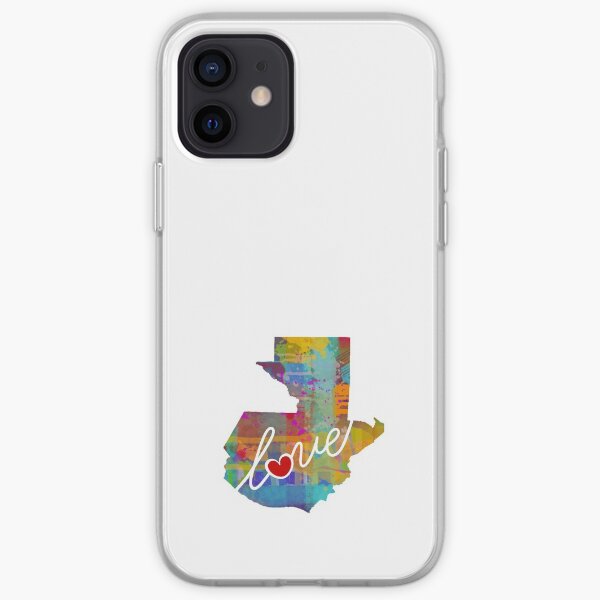 Amor de Guatemala - Una colorida silueta de mapa de estado de acuarela Funda blanda para iPhone