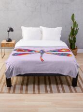 Psychedelic Dragonfly Throw Blanket