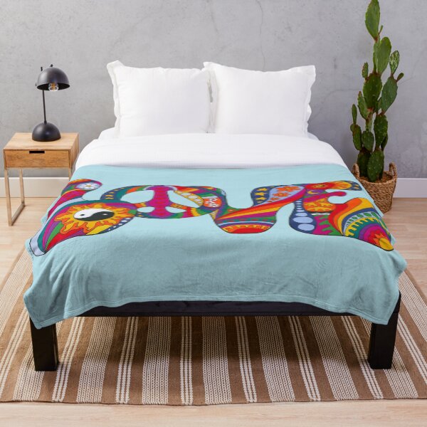Psychedelic Love Throw Blanket