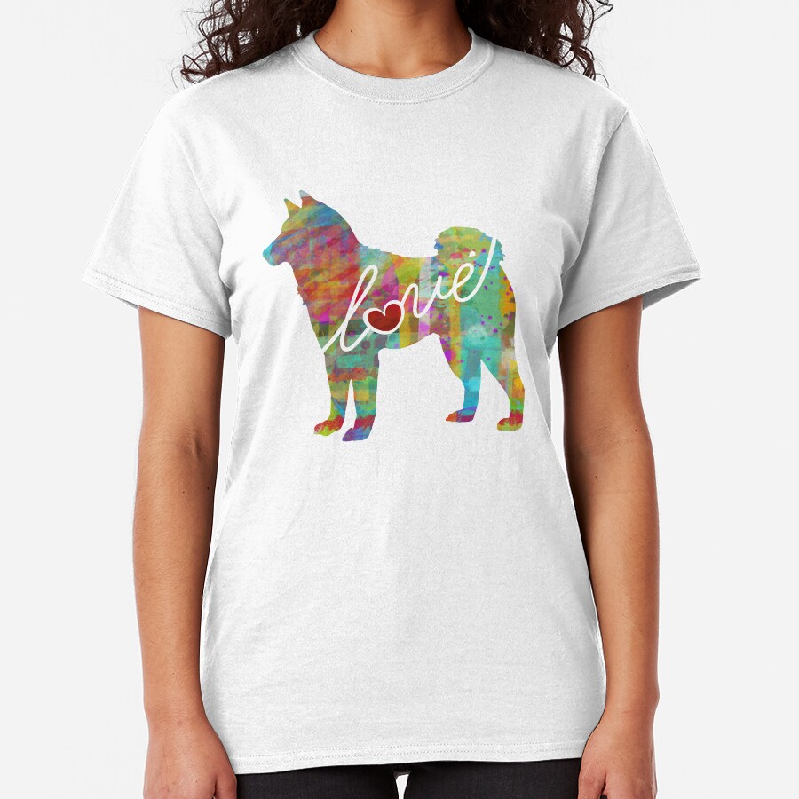 Akita Love - A Bright and Colorful Watercolor Style Gift Classic T-Shirt
