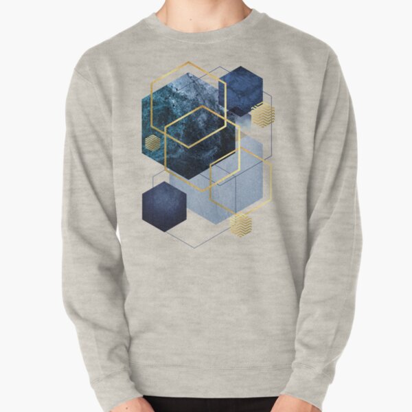 Navy and Gold Geo Pullover Sweatshirt