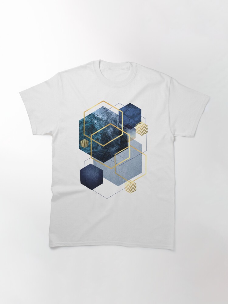 Thumbnail 3 of 7, Classic T-Shirt, Navy and Gold Geo designed and sold by UrbanEpiphany.