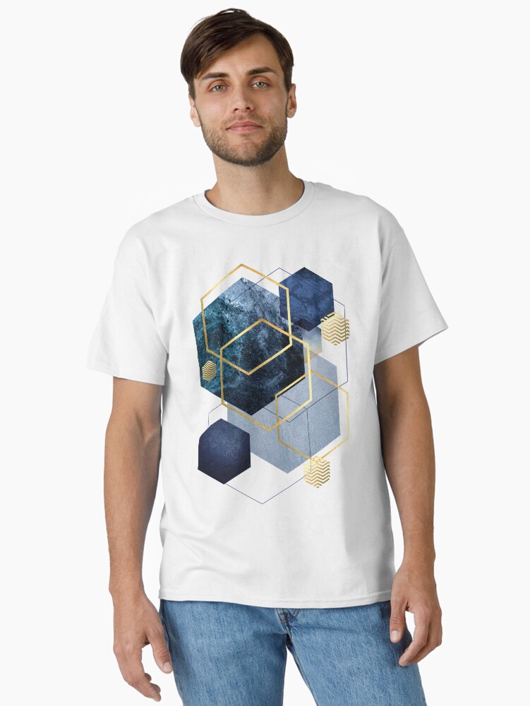 Thumbnail 1 of 7, Classic T-Shirt, Navy and Gold Geo designed and sold by UrbanEpiphany.