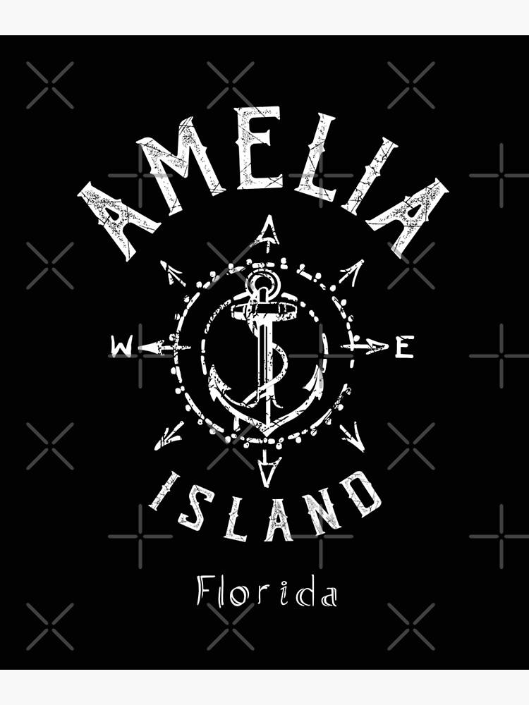 "Amelia Island Florida, FL Nautical Compass Rose, Fernandina Beach