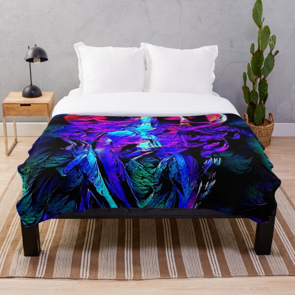 Blacklight Impressionistic Jellyfish Throw Blanket