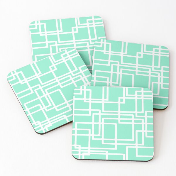 Item preview, Retro Modern White Rectangles On Diluted Aqua designed and sold by taiche.