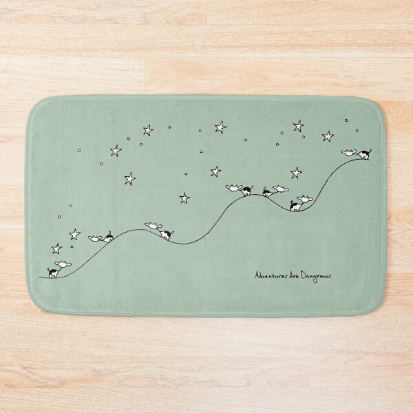 Cows on Starry Hillside at Night Bath Mat
