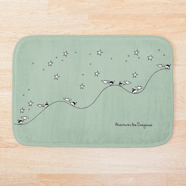 Cows on Starry Hillside at Night Bath Mat
