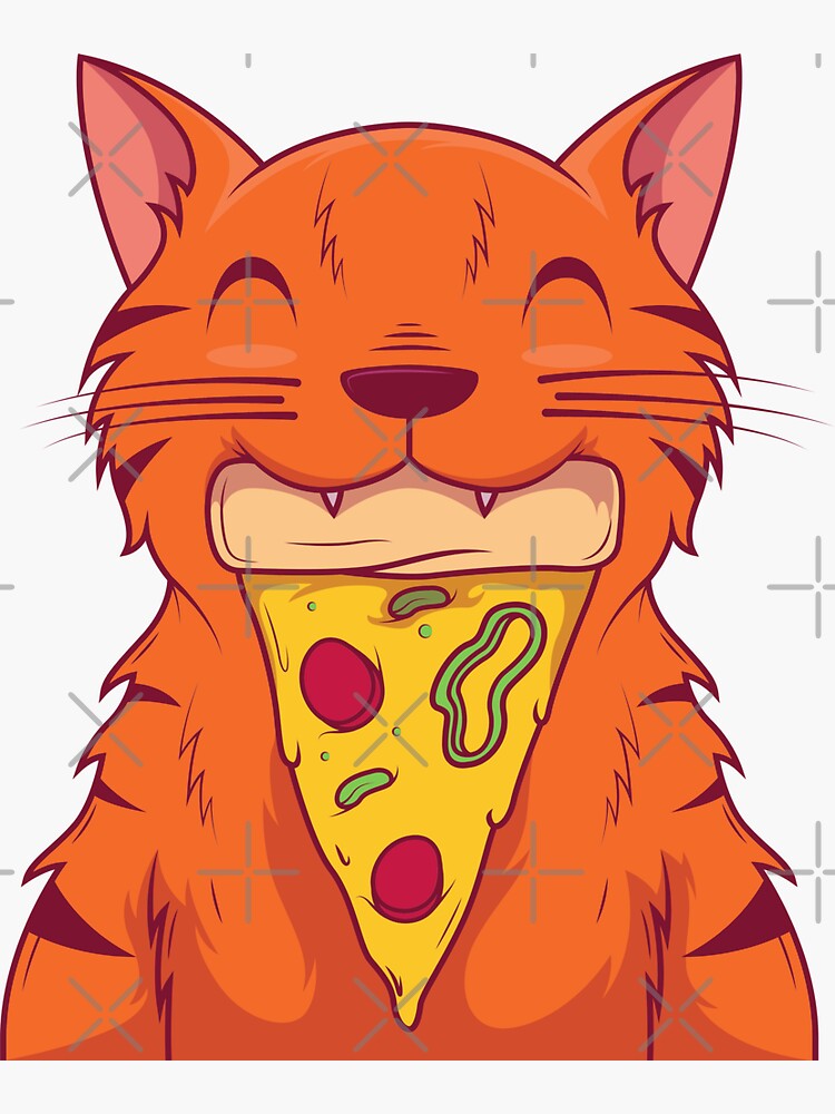 "Pizza Cat Cute Food Ginger Kitten" Sticker by PrintPress Redbubble