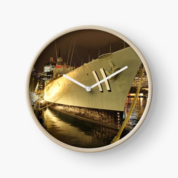 HMAS Vampire at night, Darling Harbour Clock