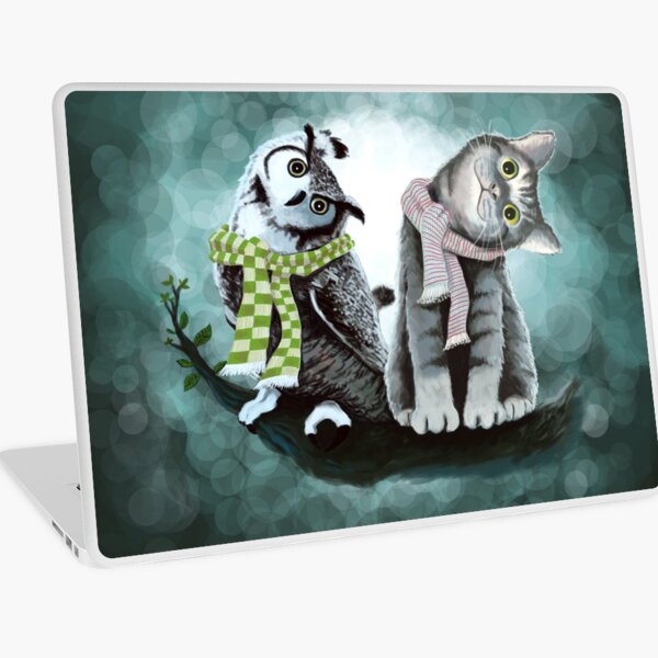 Cat and Owl Laptop Skin