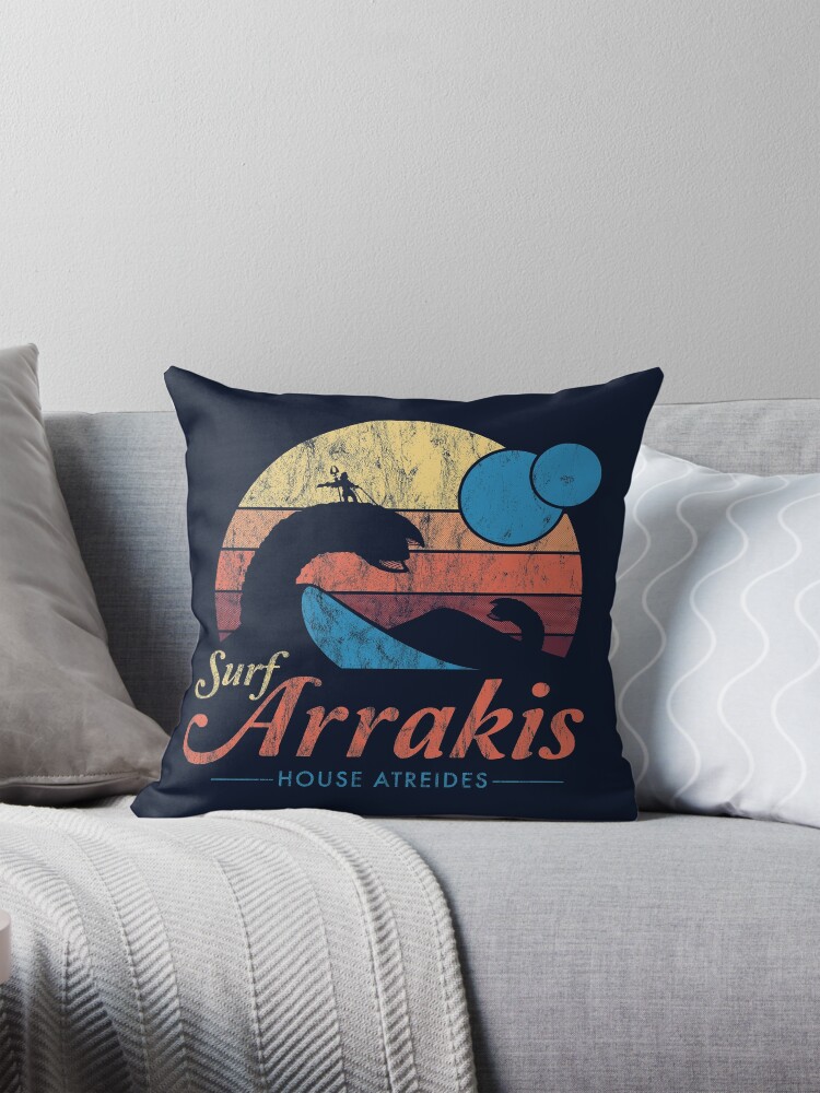 Thumbnail 1 of 4, Pillow, Visit Arrakis - Vintage Distressed Surf - Dune - Sci Fi designed and sold by Nemons.
