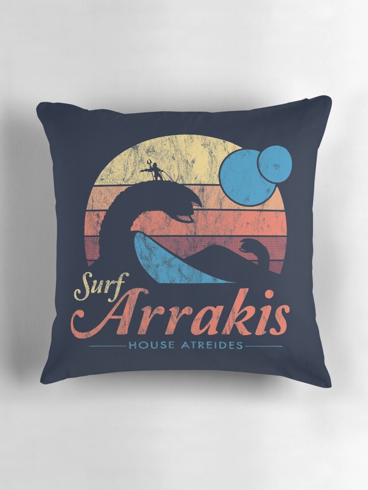 Thumbnail 3 of 4, Pillow, Visit Arrakis - Vintage Distressed Surf - Dune - Sci Fi designed and sold by Nemons.