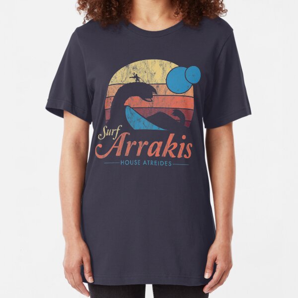 Visit Arrakis - Vintage Distressed Surf - Dune - Sci Fi Slim Fit T-Shirt