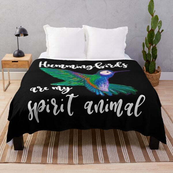 Item preview, Hummingbirds are my Spirit Animals, Tropical Bird Quote on Black designed and sold by SWildDesign.