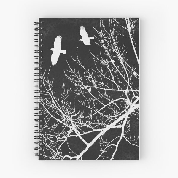 Item preview, Crows Flying and Birds in Trees Gothic Landscape Silhouette designed and sold by jocelynsart.