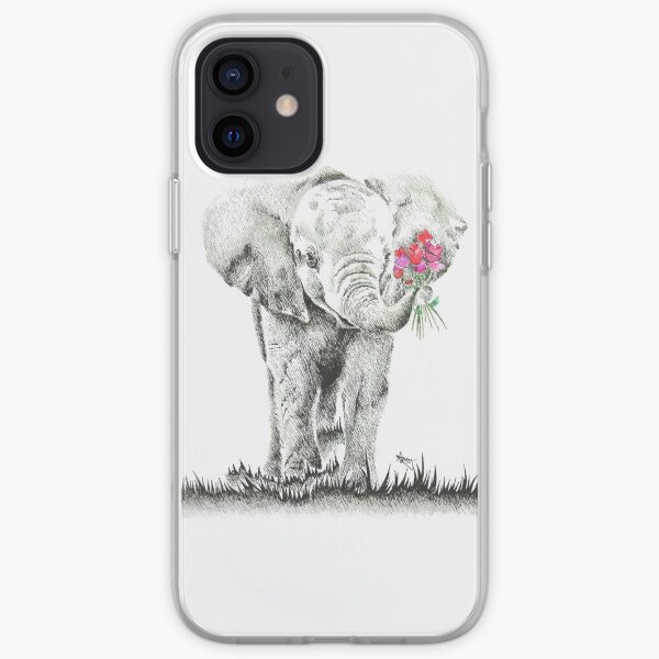 'Elephant with Flowers' Original Artwork iPhone Soft Case