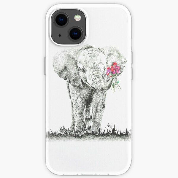 'Elephant with Flowers' Original Artwork iPhone Soft Case