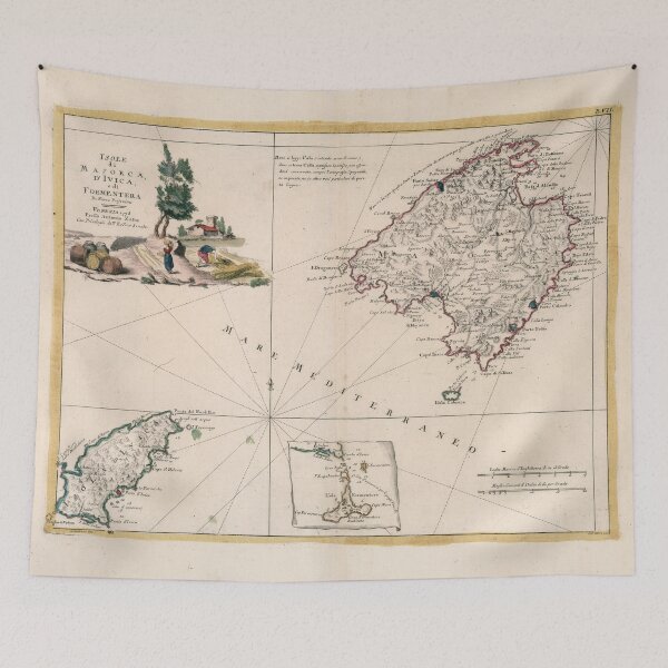 Item preview, Vintage Mallorca and Ibiza Islands Map (1778) designed and sold by BravuraMedia.