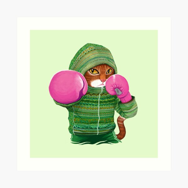Boxing cat 4 Art Print