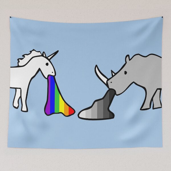 Item preview, Unicorns Vomit Rainbows, Rhinos Vomit Greyscale designed and sold by jezkemp.