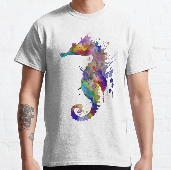 Item preview, Colorful Seahorse Silhouette - Vibrant Ocean-Inspired Watercolor Art designed and sold by Marian Voicu.