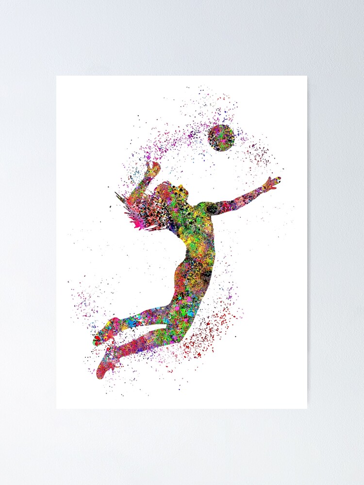 Poster, affiche Watercolor volleyball player, Cadeaux et merch