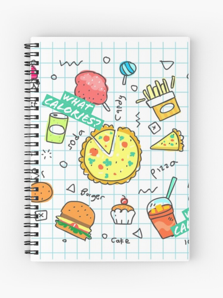 Cuaderno de espiral «que calorias diseño de papel tapiz de comida chatarra»  de Simple-Arts | Redbubble