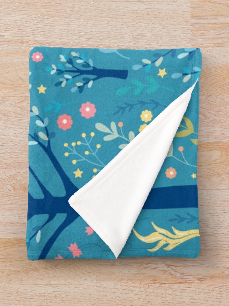 Alternate view of Teal unicorn garden Throw Blanket