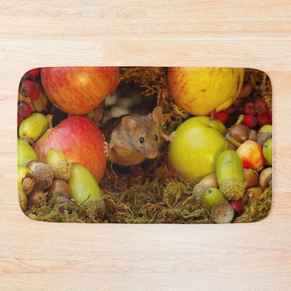 Item preview, George the mouse in a log pile house - stand back apples super mouse coming through designed and sold by Simon-dell.
