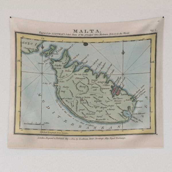 Item preview, Vintage Map of Malta (1800) designed and sold by BravuraMedia.