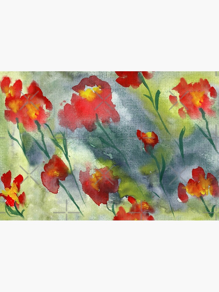 Abstract red watercolor poppies pattern by nobelbunt