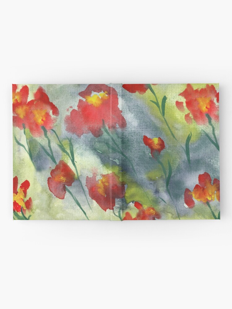 Alternate view of Abstract red watercolor poppies pattern Hardcover Journal