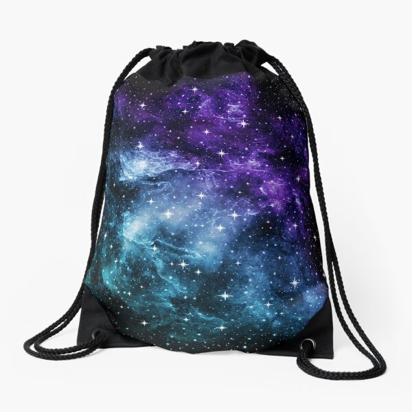 Purple Teal Galaxy Nebula Dream #1 #decor #art  Drawstring Bag