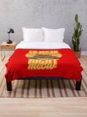 Go Vegan Right Meow Funny Gift Vegetarian and Cat Lovers Throw Blanket