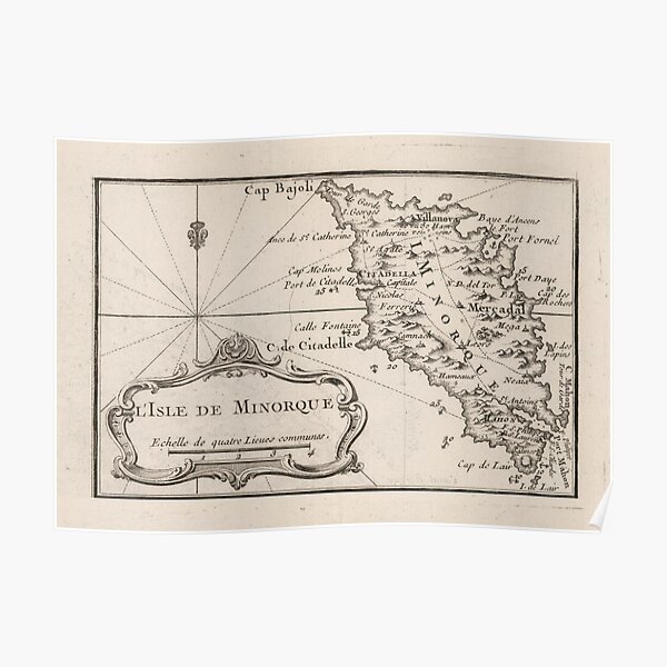 Vintage Menorca Inselkarte (1764) Poster