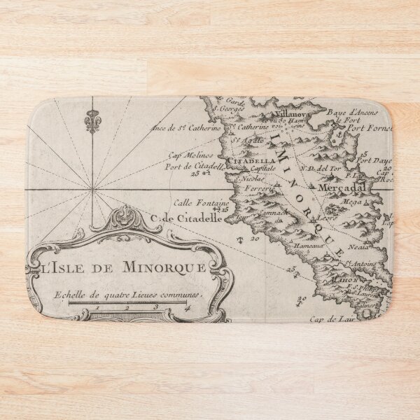 Item preview, Vintage Menorca Island Map (1764) designed and sold by BravuraMedia.