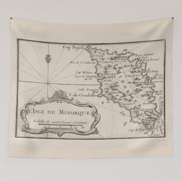 Item preview, Vintage Menorca Island Map (1764) designed and sold by BravuraMedia.