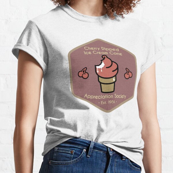 Cherry Ice Cream Cone Appreciation Society (w/ Melting, Bite) Classic T-Shirt