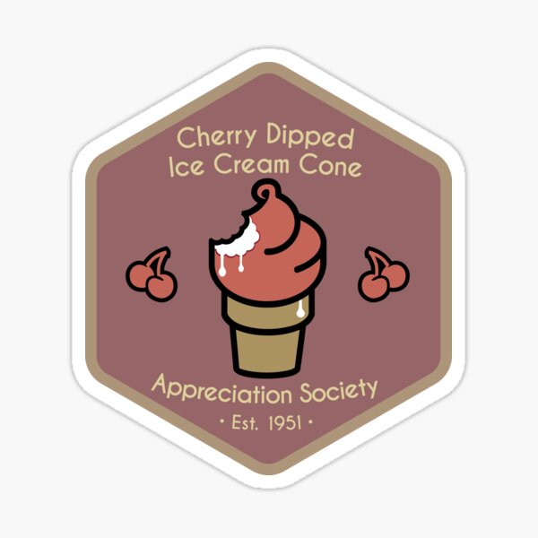 Cherry Ice Cream Cone Appreciation Society (w/ Melting, Bite) Sticker