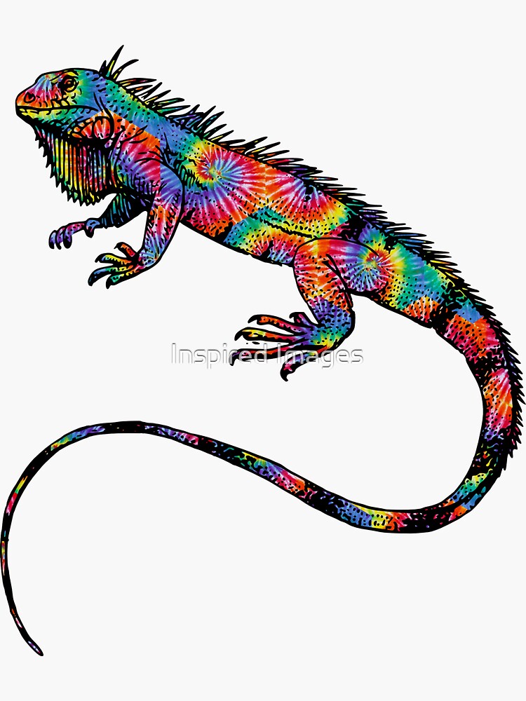 "Tie Dye Iguana Reptile Lizard" Sticker for Sale by ImageMonkey | Redbubble