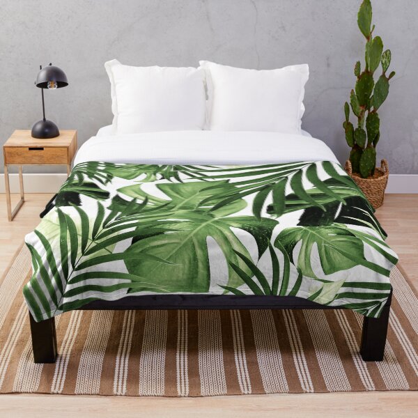 Tropical Jungle Leaves Pattern #12 #tropical #decor #art Throw Blanket
