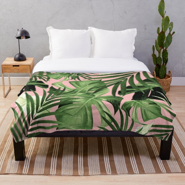 Tropical Jungle Leaves Pattern #11 #tropical #decor #art Throw Blanket